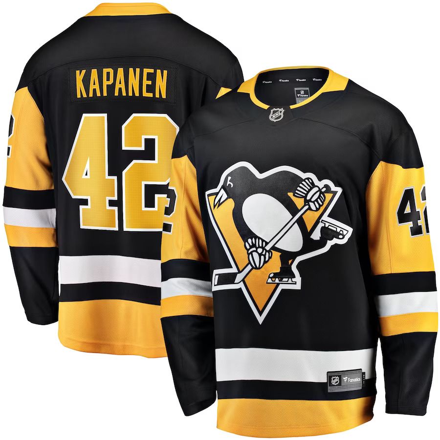 Men Pittsburgh Penguins 42 Kasperi Kapanen Fanatics Branded Black Home Breakaway NHL Jersey